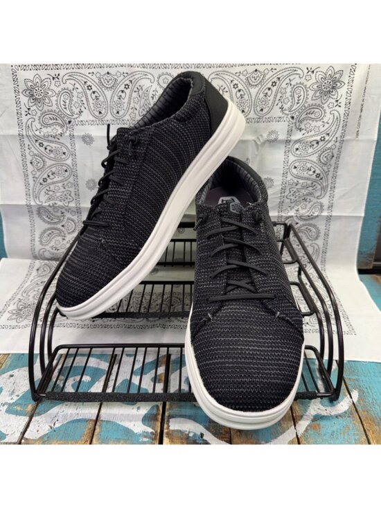 NEW HEY DUDE Paul Pro Stretch Sox Black/White Mens Slip On Casual Shoe Sz 12